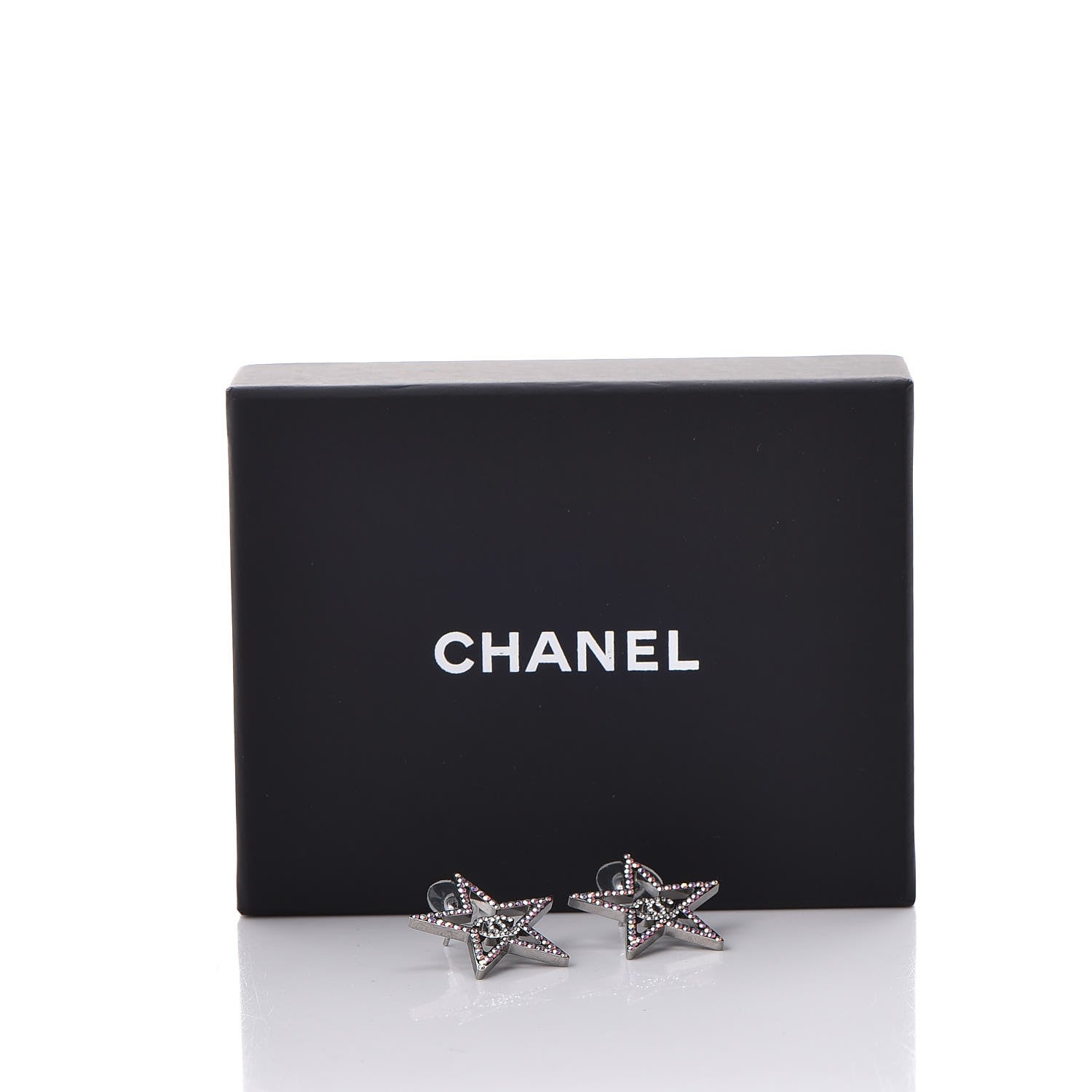 Chanel Ruthenium Crystal Star CC Earrings Iridescent Pink 6 of 6