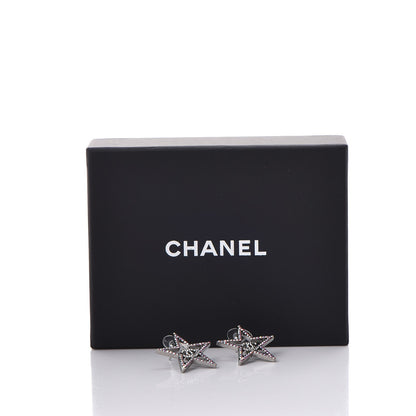 Chanel Ruthenium Crystal Star CC Earrings Iridescent Pink 6 of 6