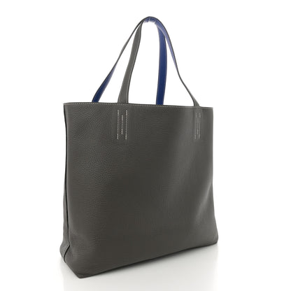 Hermes Taurillon Clemence Double Sens 36 Reversible Tote Etain Bleu Electrique 5 of 16
