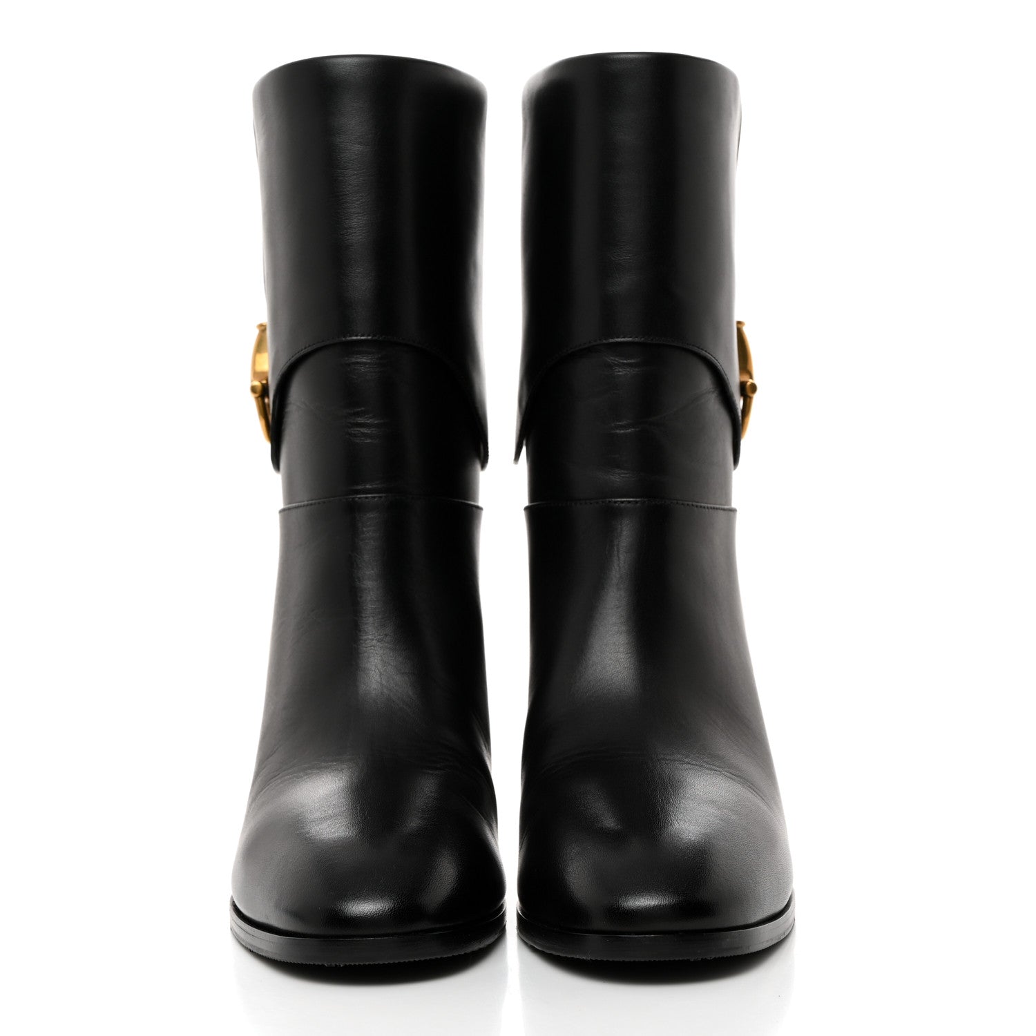 Gucci Calfskin Horsebit Elizabeth Ankle Boots 37.5 Black 2 of 9