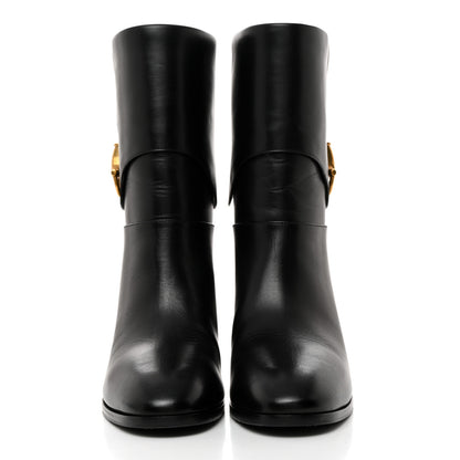 Gucci Calfskin Horsebit Elizabeth Ankle Boots 37.5 Black 2 of 9