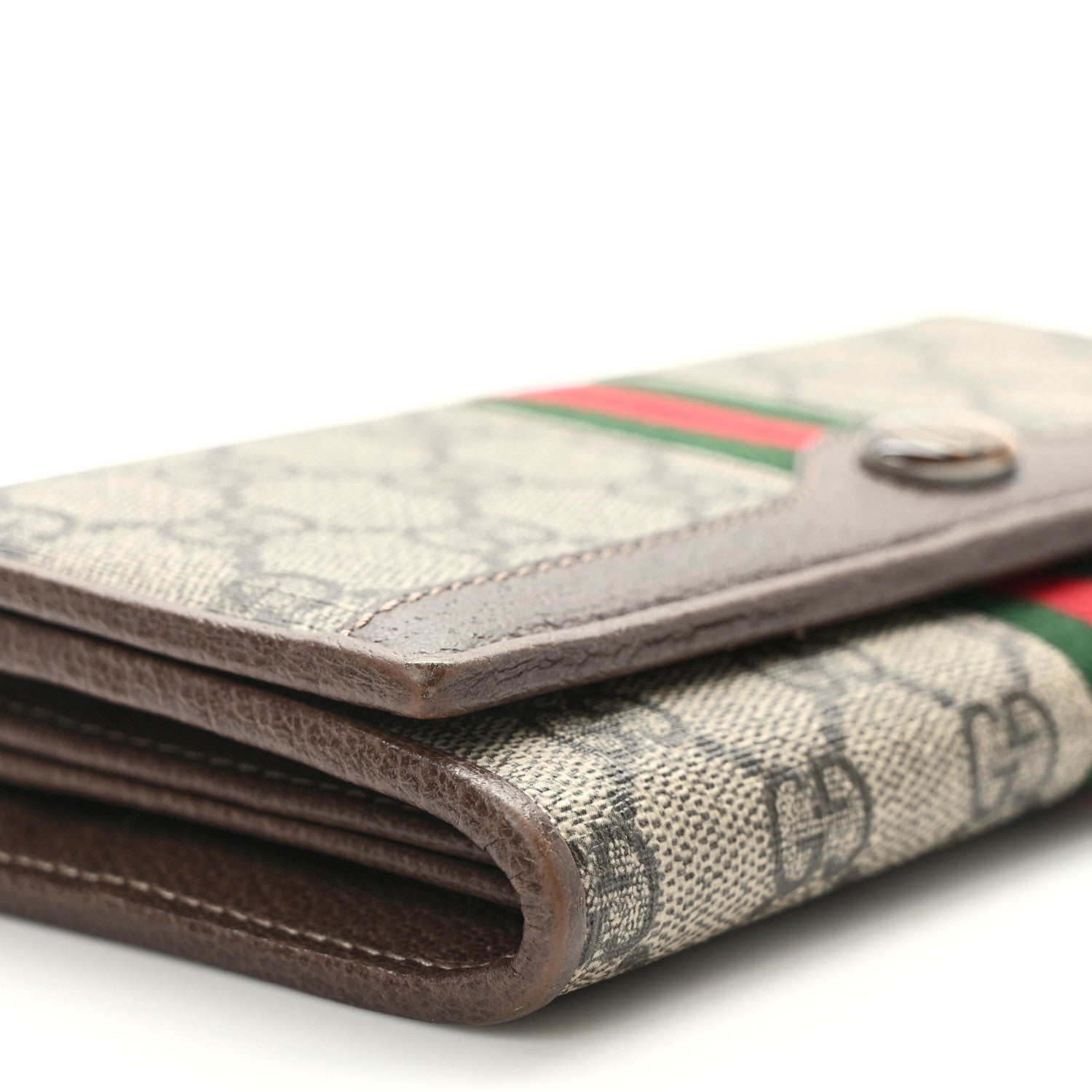 Gucci GG Supreme Monogram Web Ophidia Wallet On Chain Brown 9 of 12