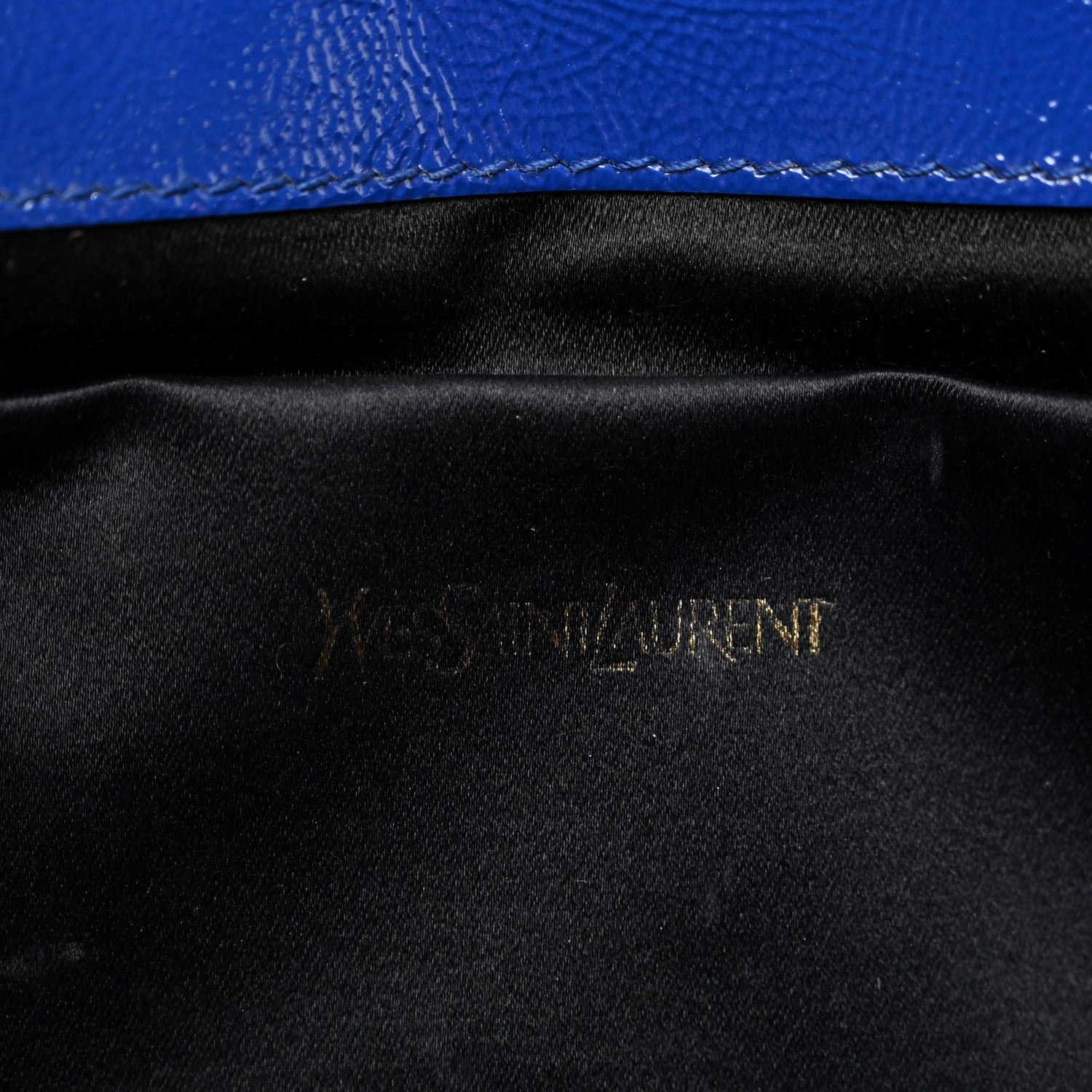 Saint Laurent Textured Patent Monogram Large Belle De Jour Clutch Royal Blue 7 of 9