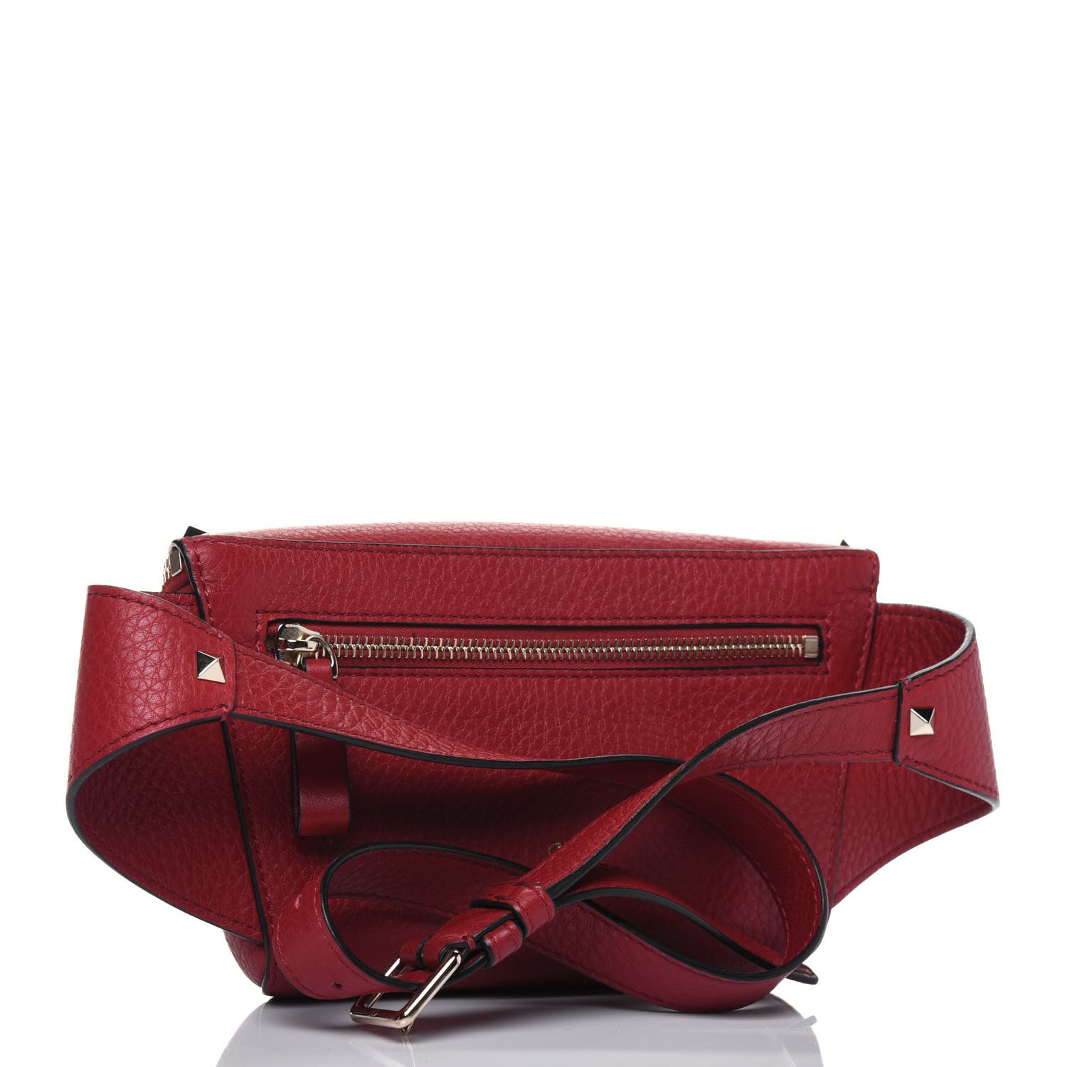 Valentino Garavani Grained Calfskin Rockstud Belt Bag 95 Red 3 of 13
