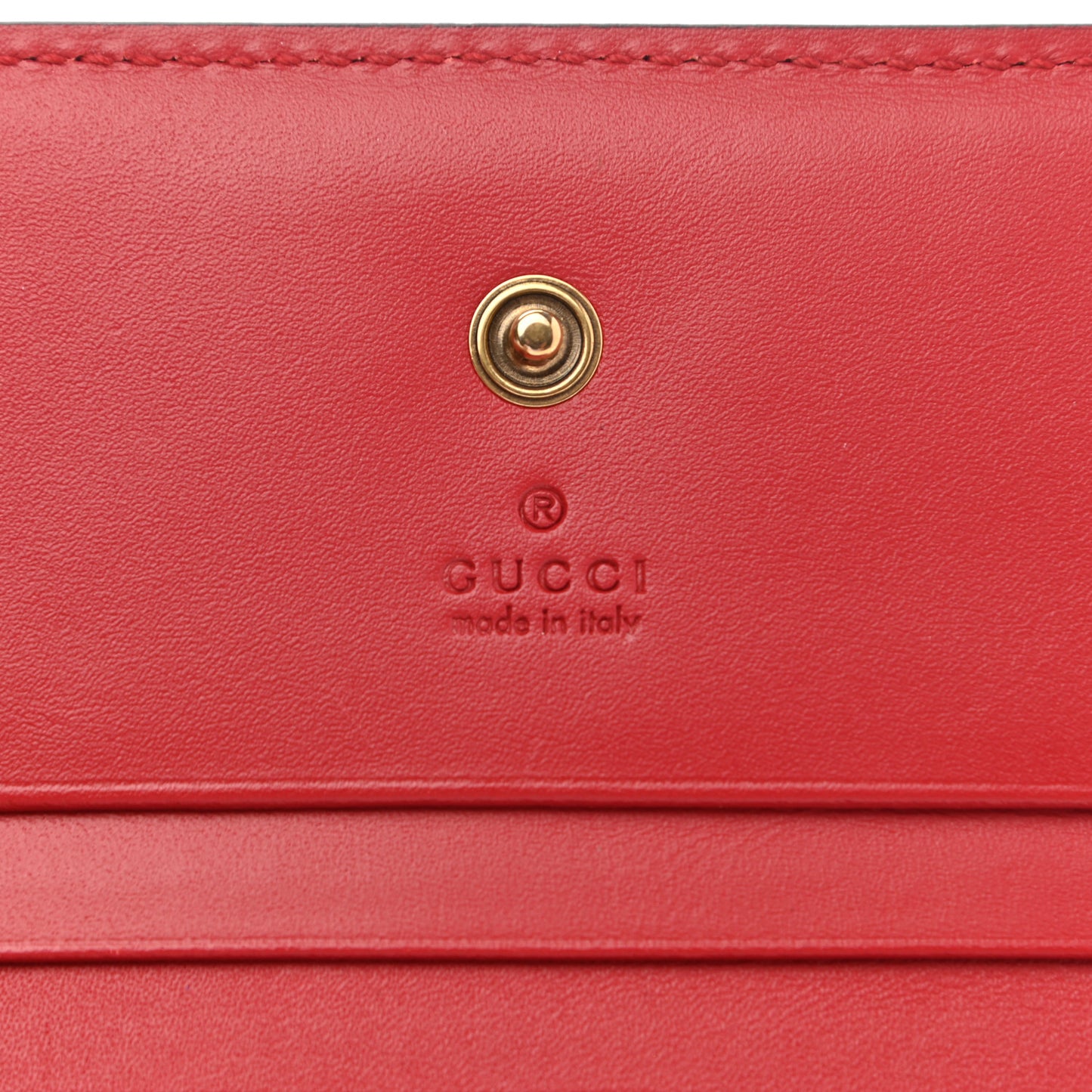 GG Supreme Monogram Cherry Embellished Card Case Wallet Hibiscus Red