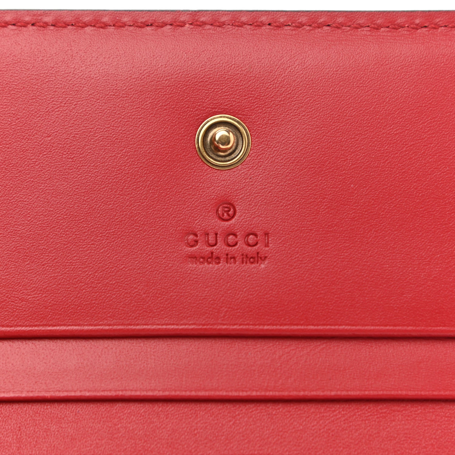 Gucci GG Supreme Monogram Cherry Embellished Card Case Wallet Hibiscus Red 7 of 8