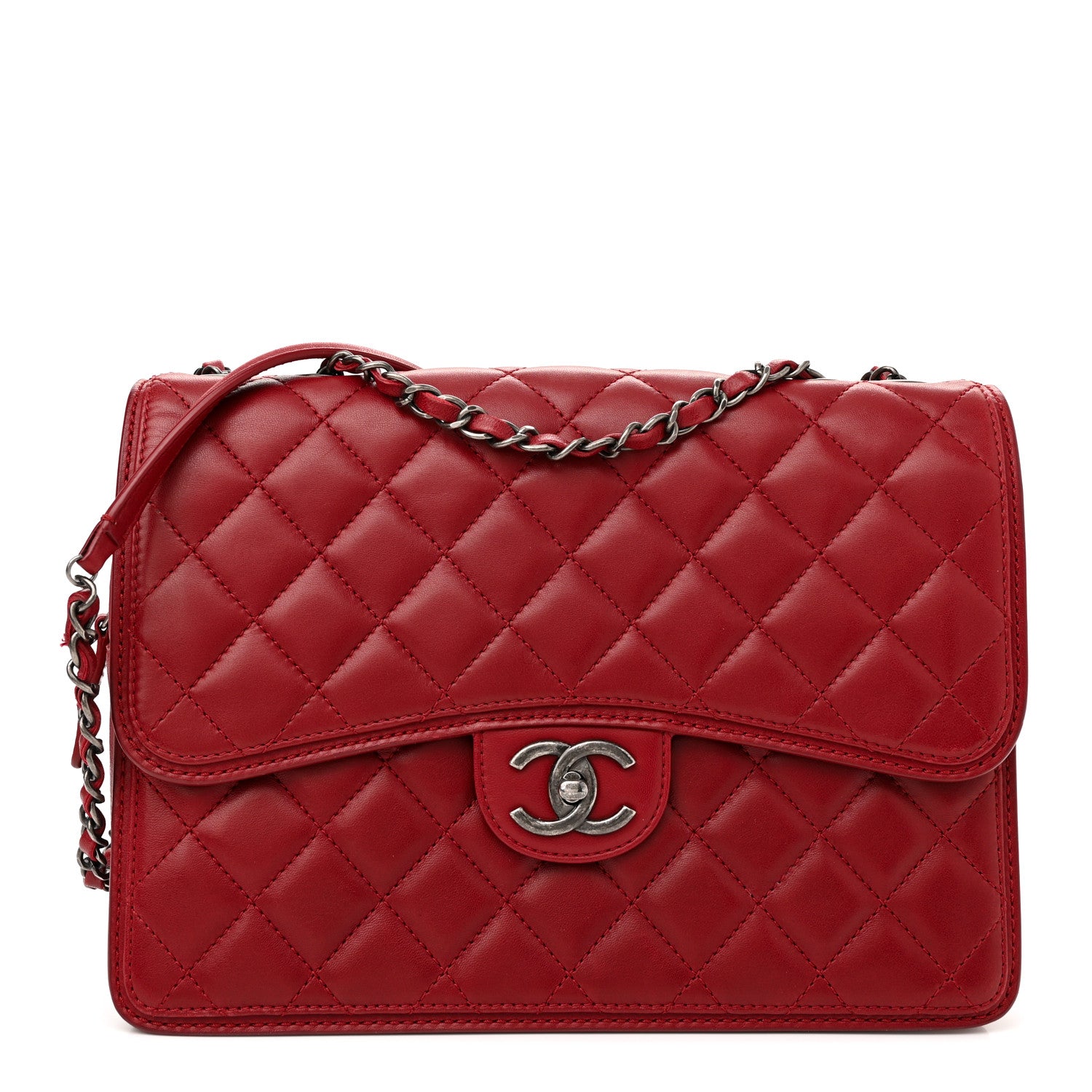 Chanel Lambskin Quilted Citizen Zip Large Flap Dark Red 1 of 12