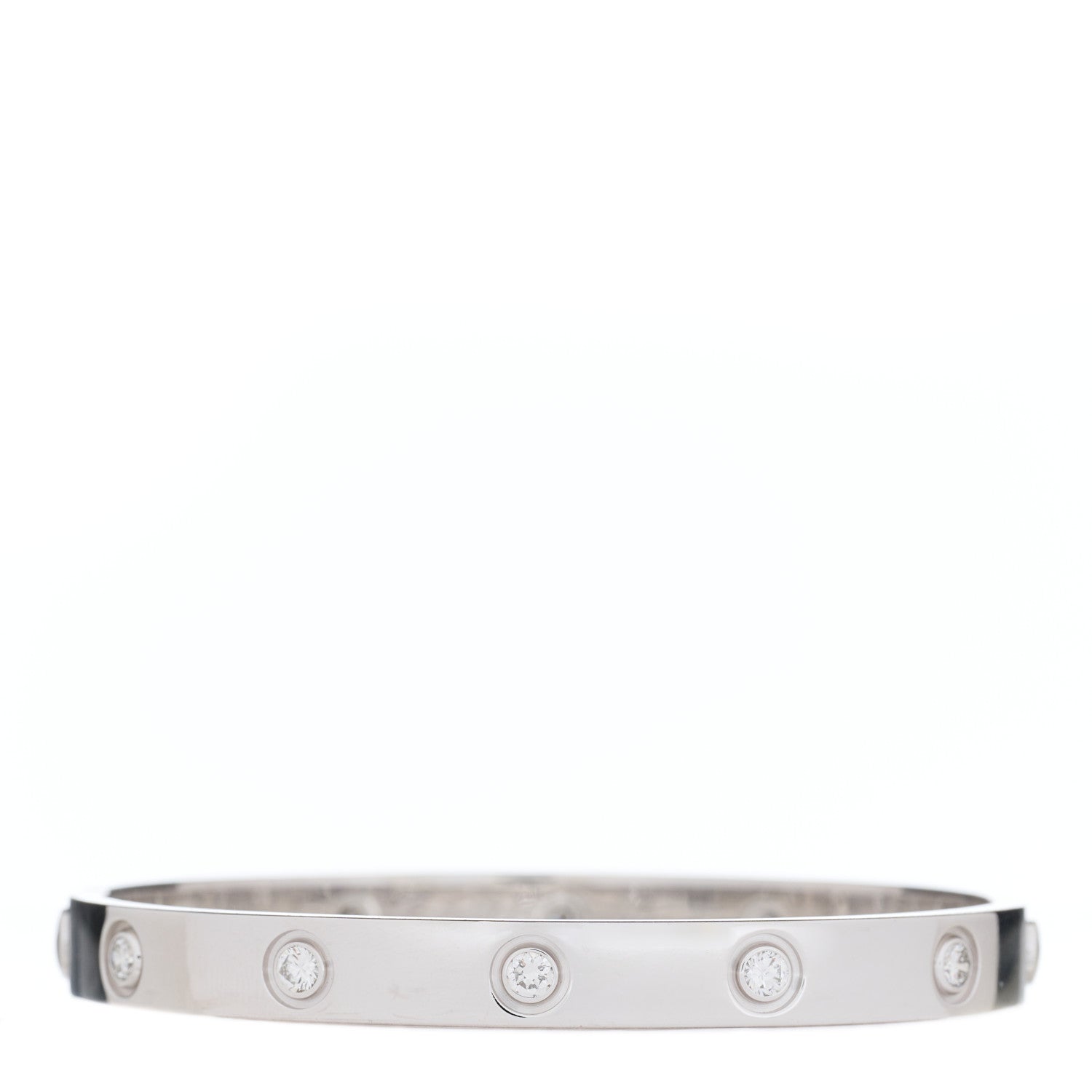 Cartier 18K White Gold 10 Diamond LOVE Bracelet 16 1 of 4