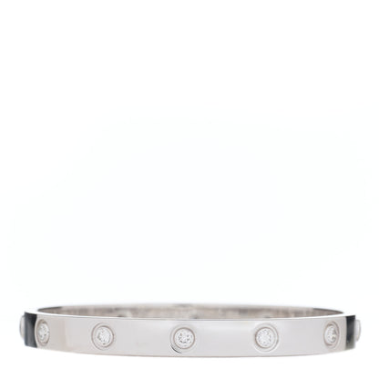 Cartier 18K White Gold 10 Diamond LOVE Bracelet 16 1 of 4