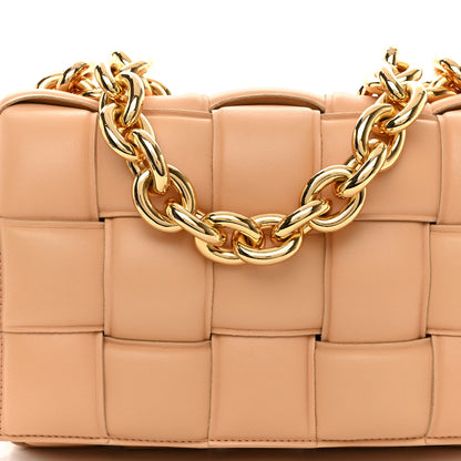 Bottega Veneta Lambskin Maxi Intreccio Padded Chain Cassette Crossbody Bag Almond 7 of 9