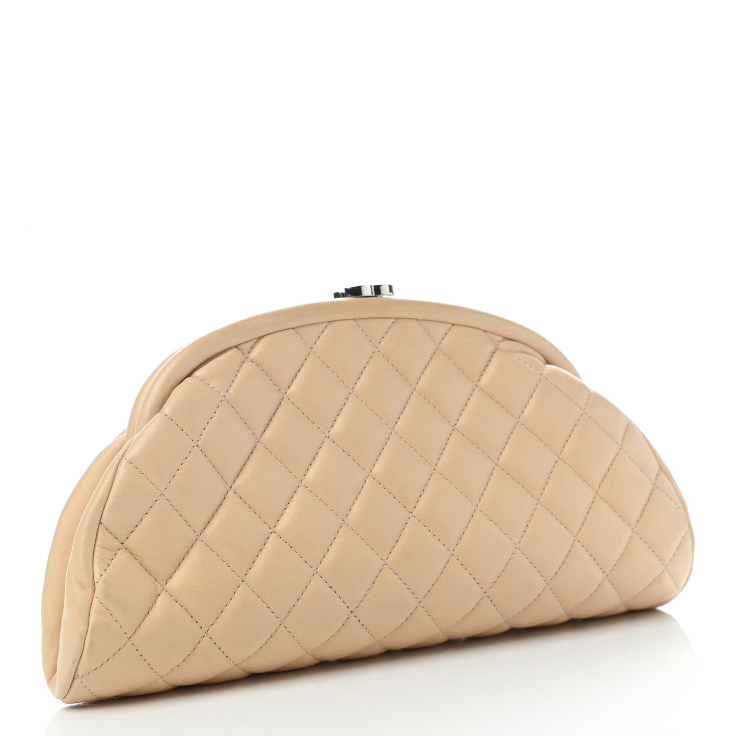 Lambskin Quilted Timeless Clutch Beige Clair