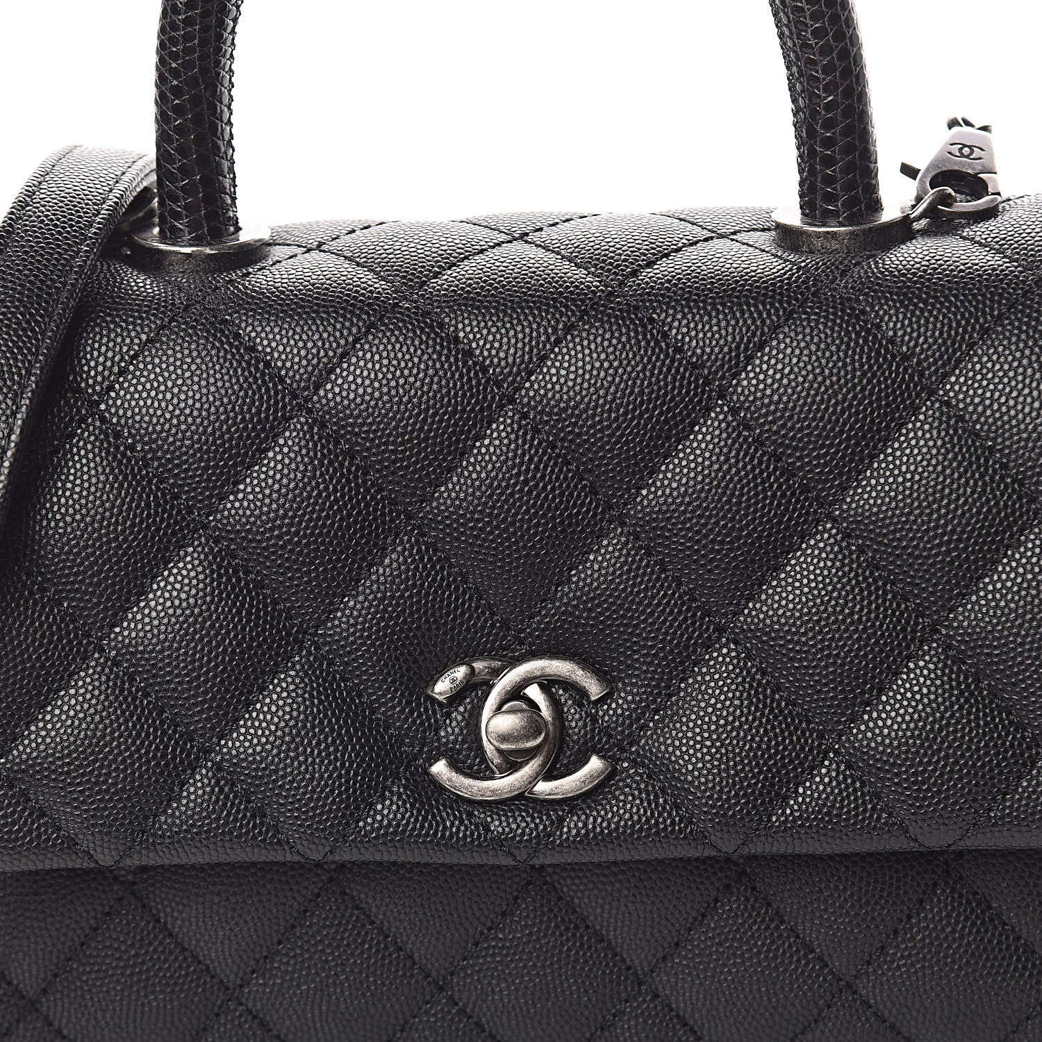 Chanel Caviar Lizard Quilted Mini Coco Handle Flap Black 8 of 11