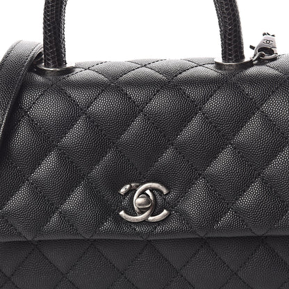 Chanel Caviar Lizard Quilted Mini Coco Handle Flap Black 8 of 11
