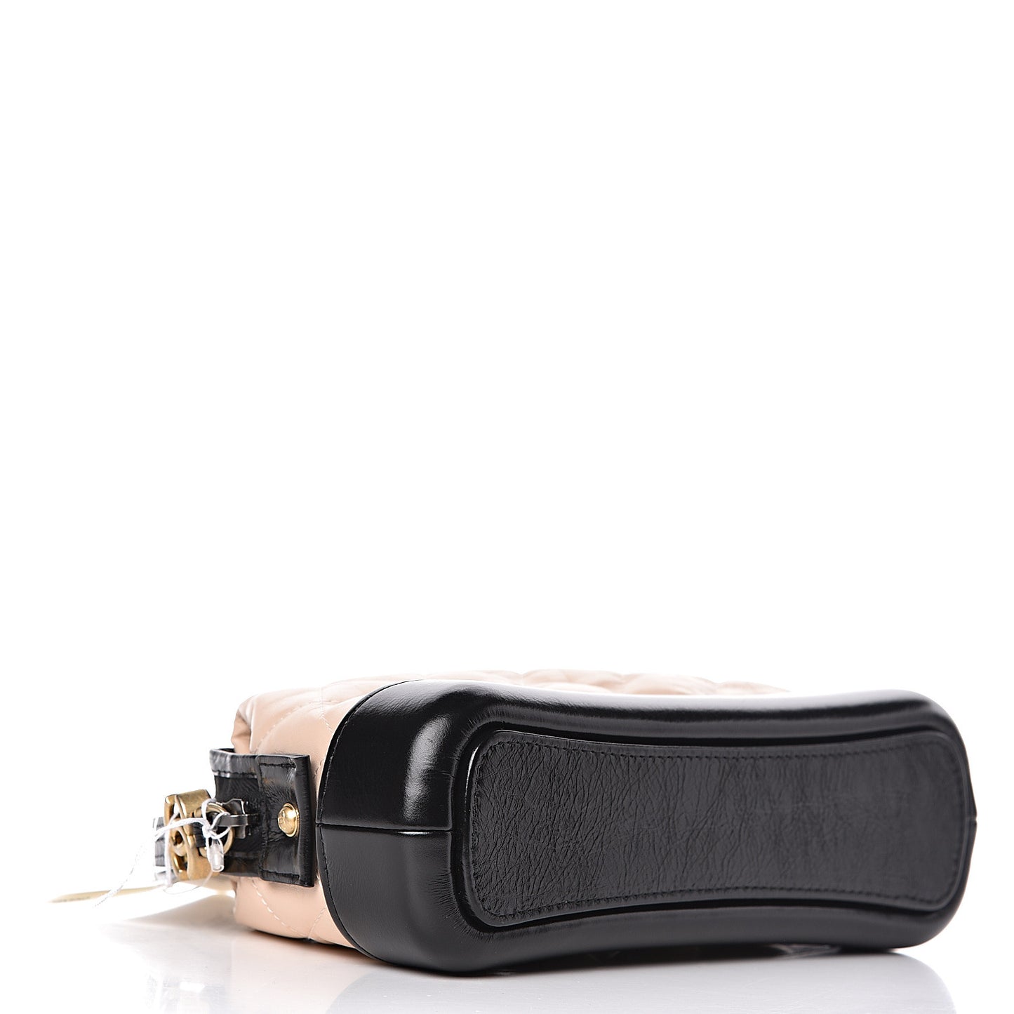 Aged Calfskin Quilted Gabrielle Classic Pouch Beige Black