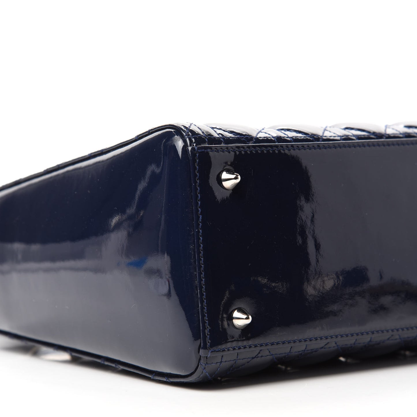 Patent Cannage Medium Lady Dior Navy Blue