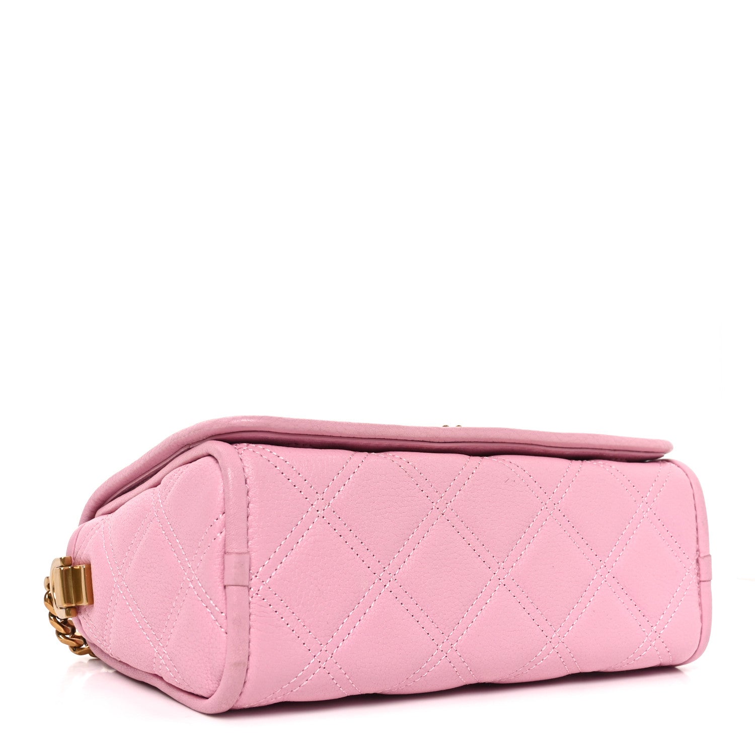 Marc Jacobs Grained Calfskin Quilted Double Stitched Small The Status Shoulder Bag Pink 4 of 9