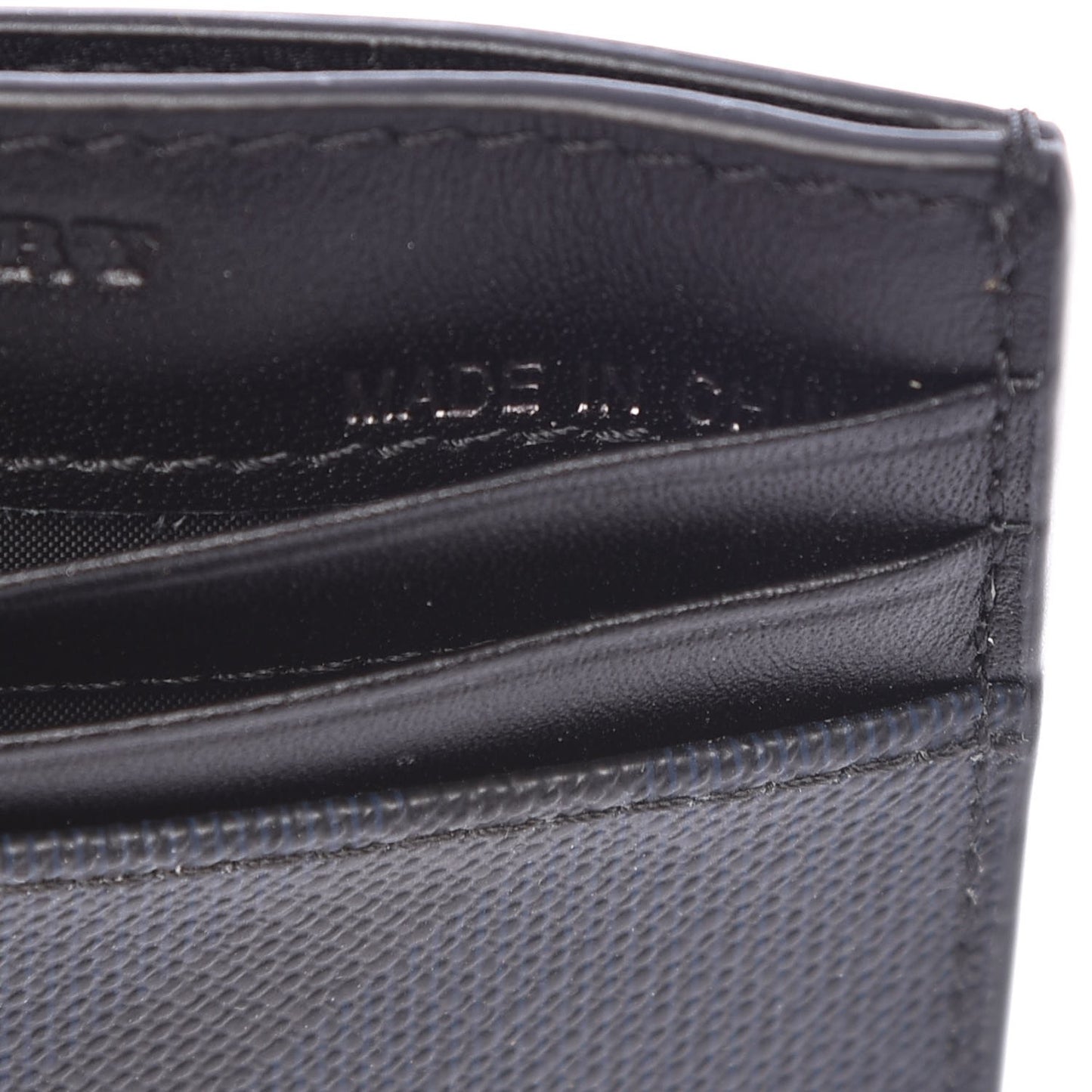 Grained Calfskin London Check Money Clip Card Case Navy Black