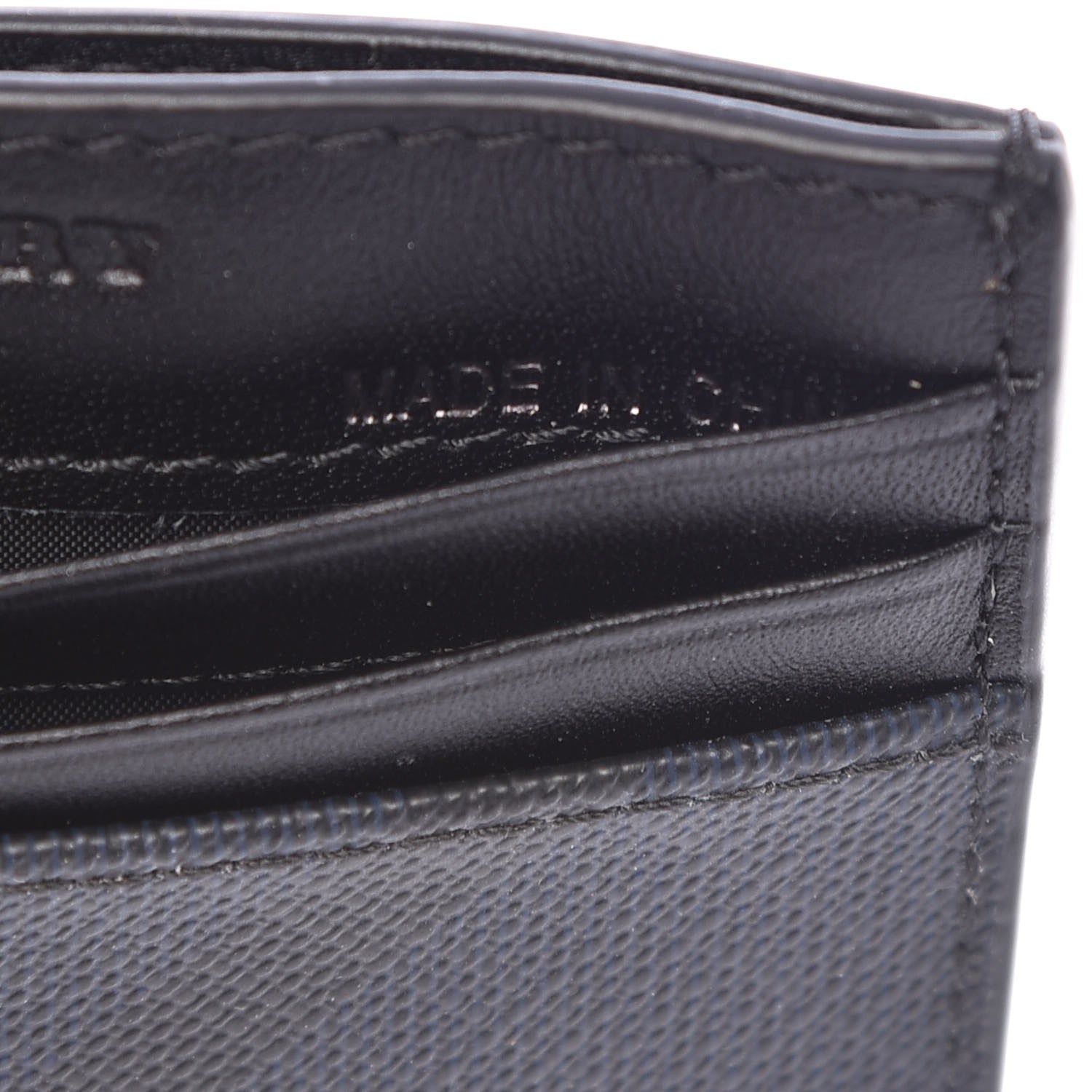 Burberry Grained Calfskin London Check Money Clip Card Case Navy Black 7 of 8