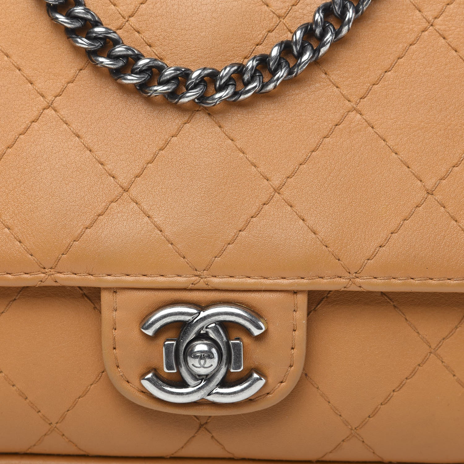 Chanel Calfskin Stitched Medium CC Sellier Flap Beige 12 of 13