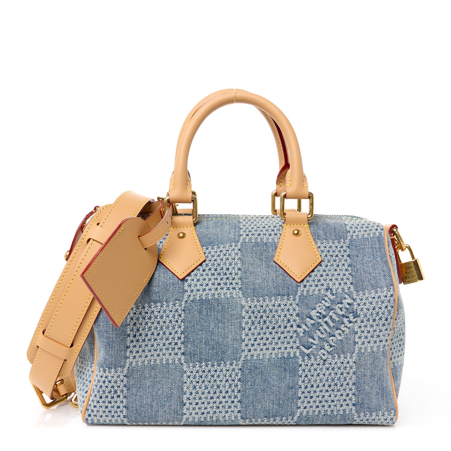 Louis Vuitton Damier Denim 3D Speedy Bandouliere 25 Bleu 1 of 10