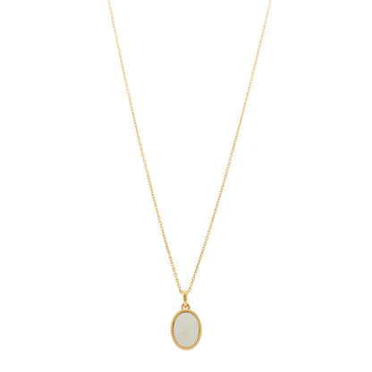 Van Cleef & Arpels 18K Yellow Gold Mother of Pearl Oval Pendant Necklace 1 of 5