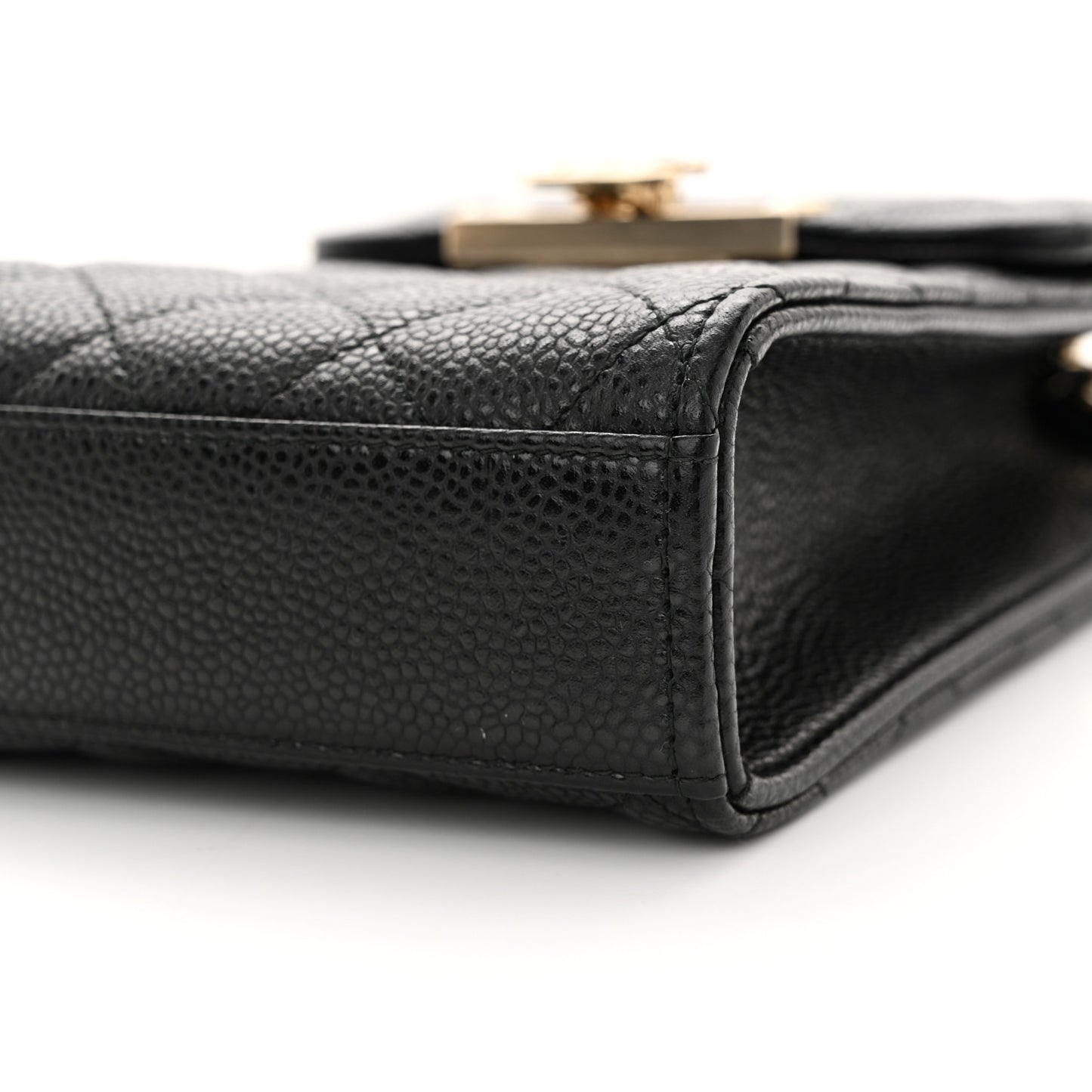 Caviar Quilted Golden Class Phone Holder Black