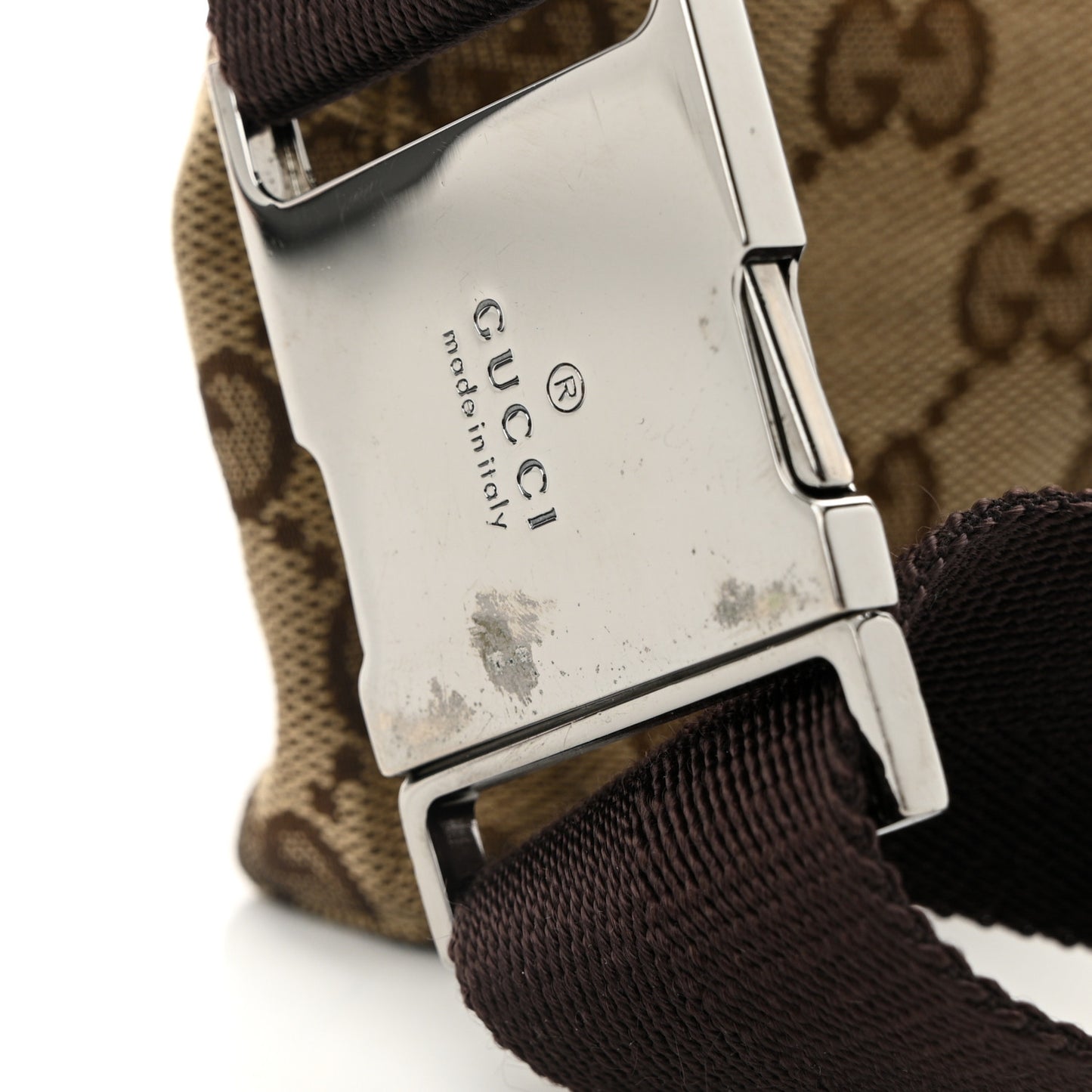 GG Monogram Web Double Pocket Belt Bag Dark Brown