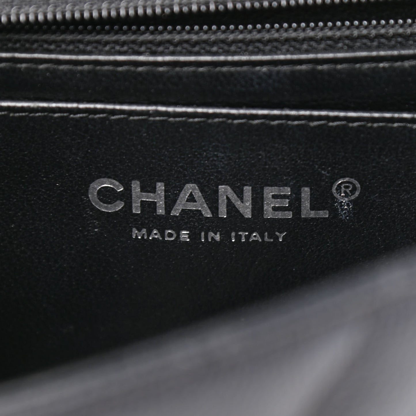 Caviar Chevron Quilted Mini Rectangular Flap Black