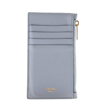 Celine Grained Calfskin Zipped Card Holder Arctic Blue 1 of 8