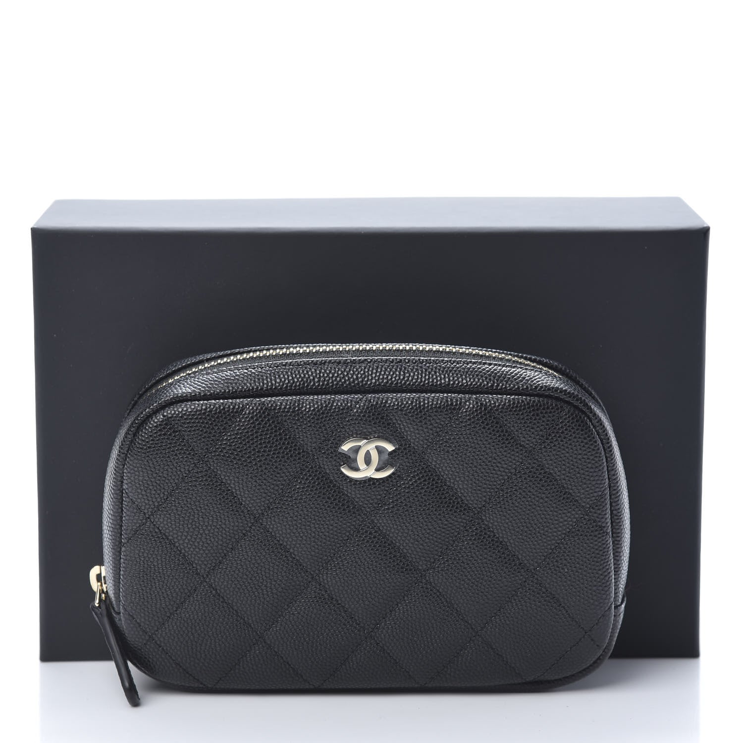 Chanel Caviar Quilted Small Curvy Pouch Cosmetic Case Black 8 of 8