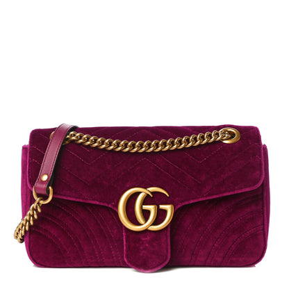 Gucci Velvet Matelasse Small GG Marmont Shoulder Bag Fuchsia Violet Cyclamen 1 of 12