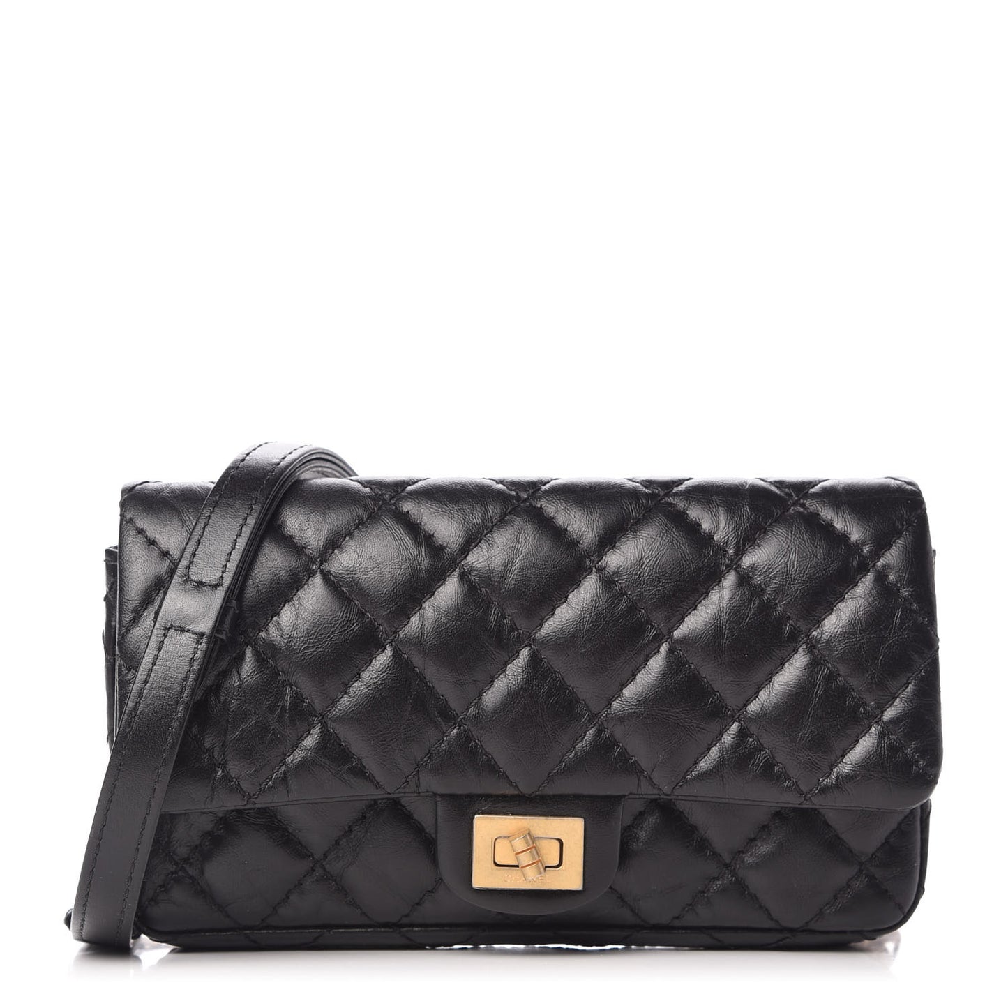 Aged Calfskin Quilted 2.55 Reissue Flap Belt Bag Black