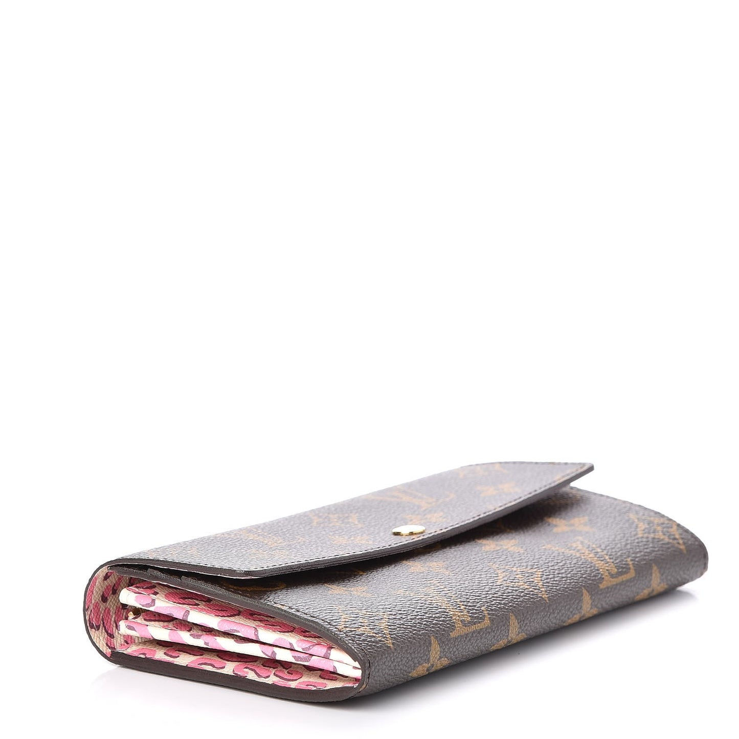 Monogram Leopard Sarah Wallet Blanc Corail