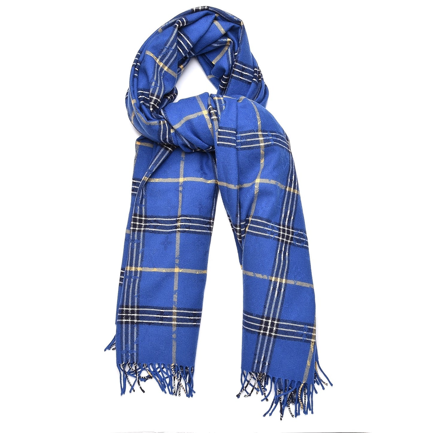 Wool Plaid Masai Tartan Shawl Blue