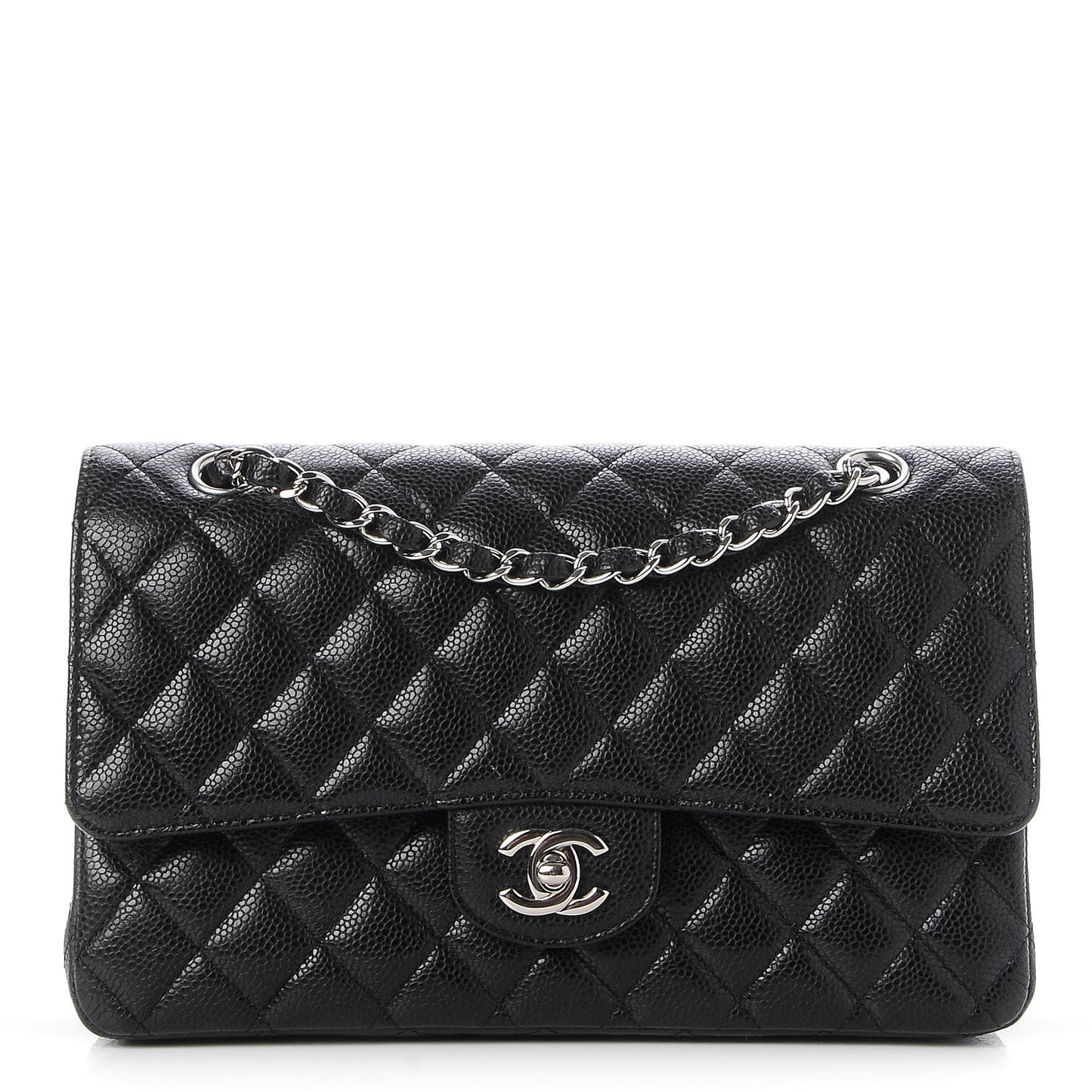 Caviar Quilted Medium Double Flap Black