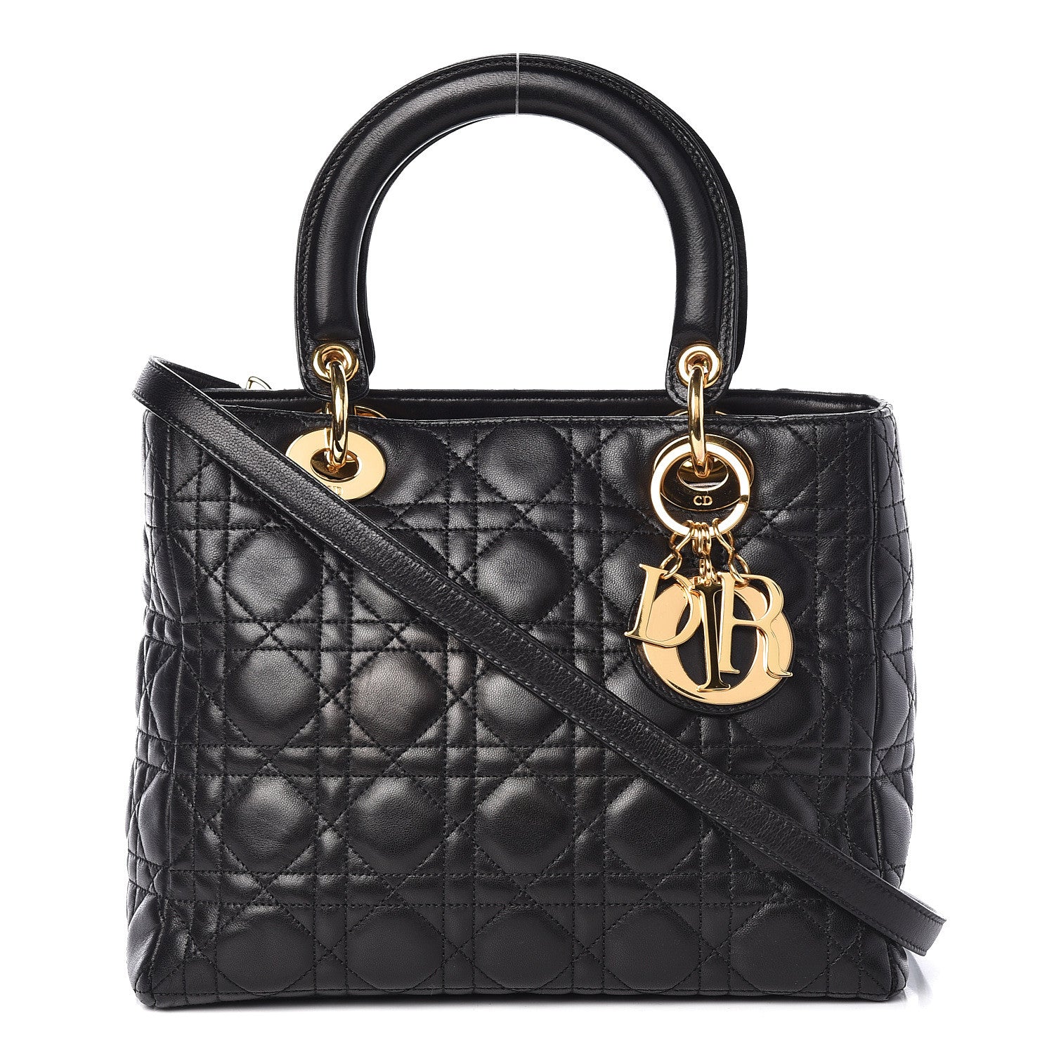 Christian Dior Lambskin Cannage Medium Lady Dior Black 1 of 13
