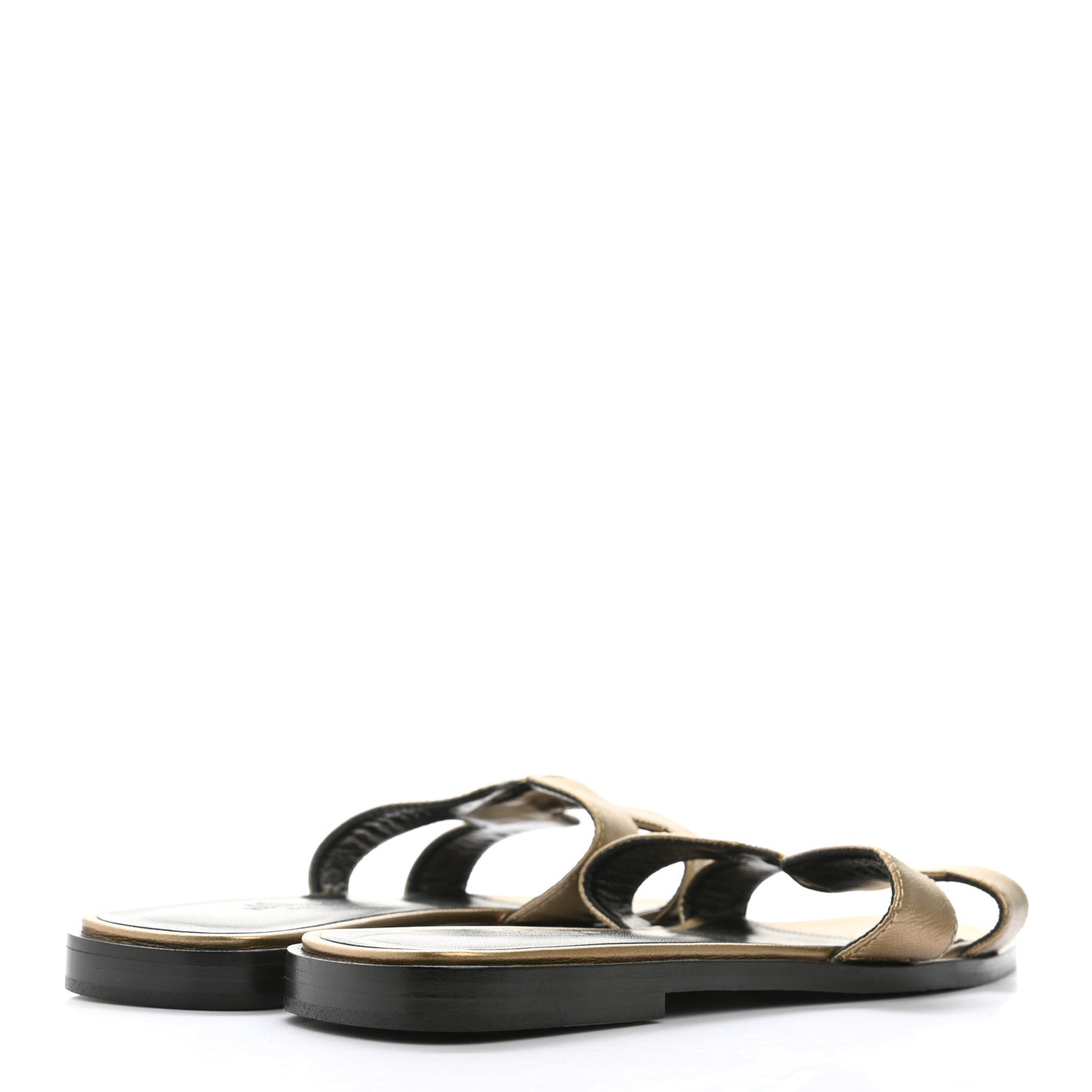 Metallic Epsom Oran Sandals 36 Vert Bronze