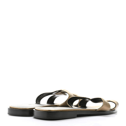Hermes Metallic Epsom Oran Sandals 36 Vert Bronze 4 of 8