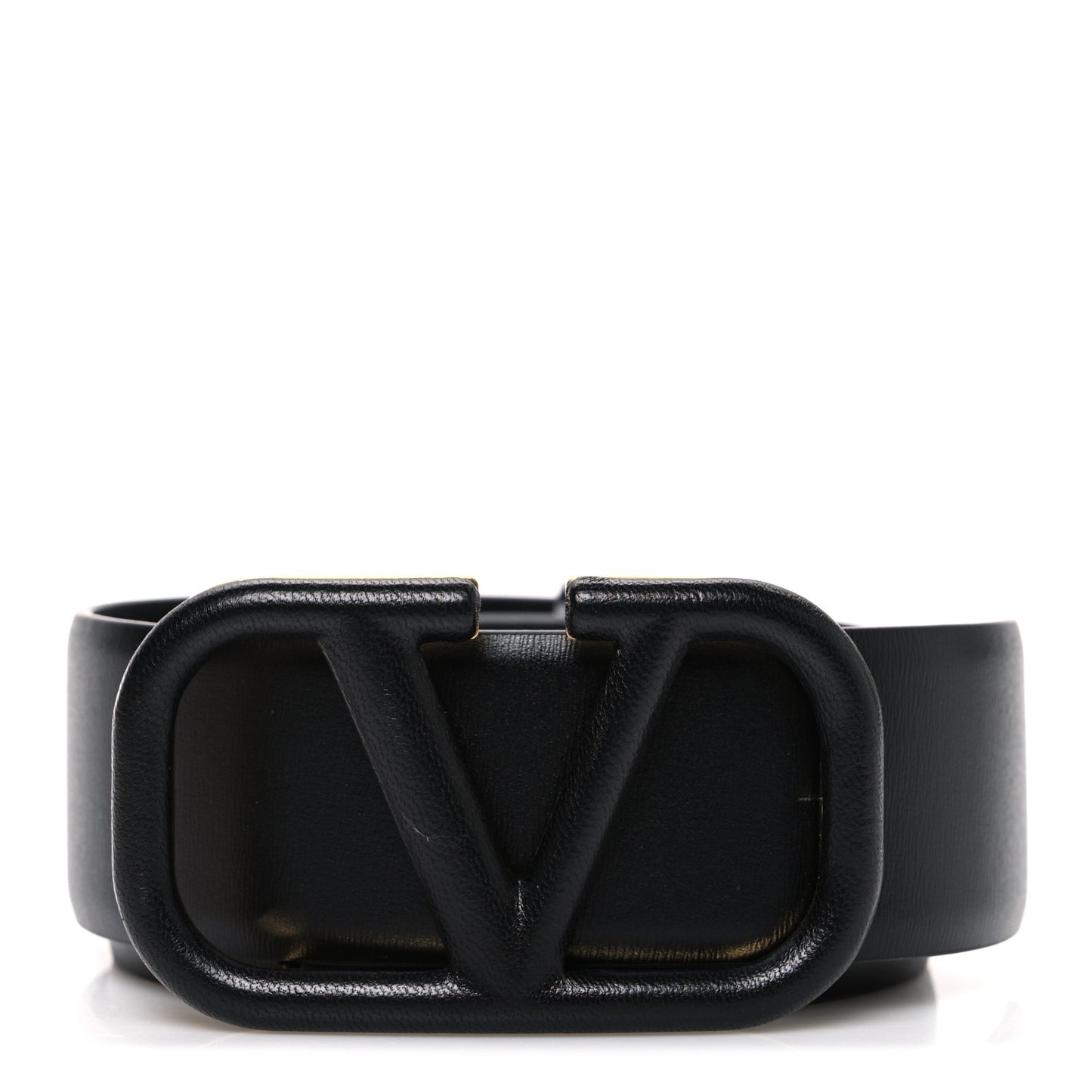 Glossy Calfskin Monochrome 40mm VLogo Belt 80 32 Black