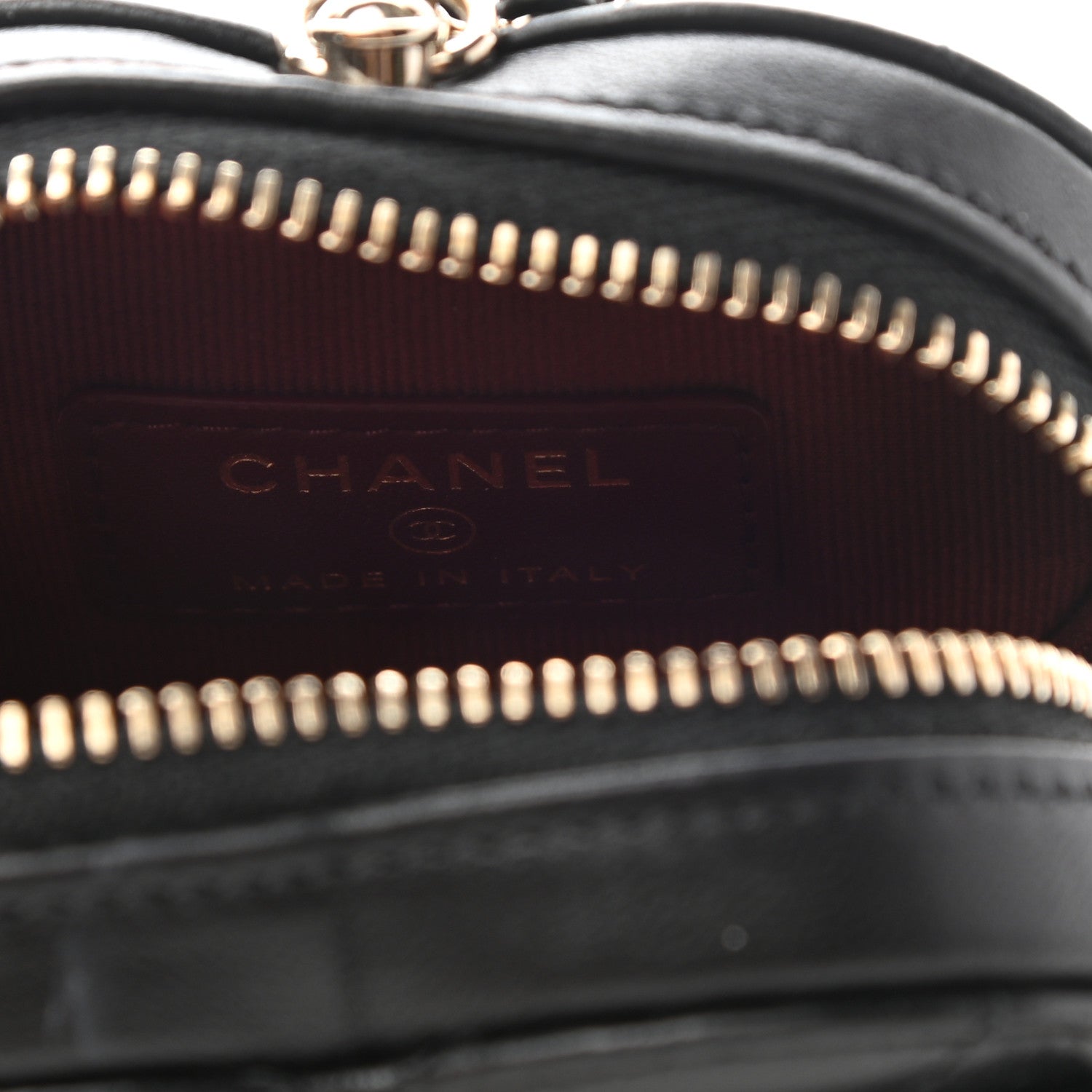 Chanel Lambskin Quilted CC In Love Heart Coin Purse With Chain Black 6 of 8