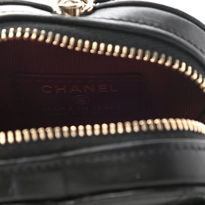 Chanel Lambskin Quilted CC In Love Heart Coin Purse With Chain Black 6 of 8