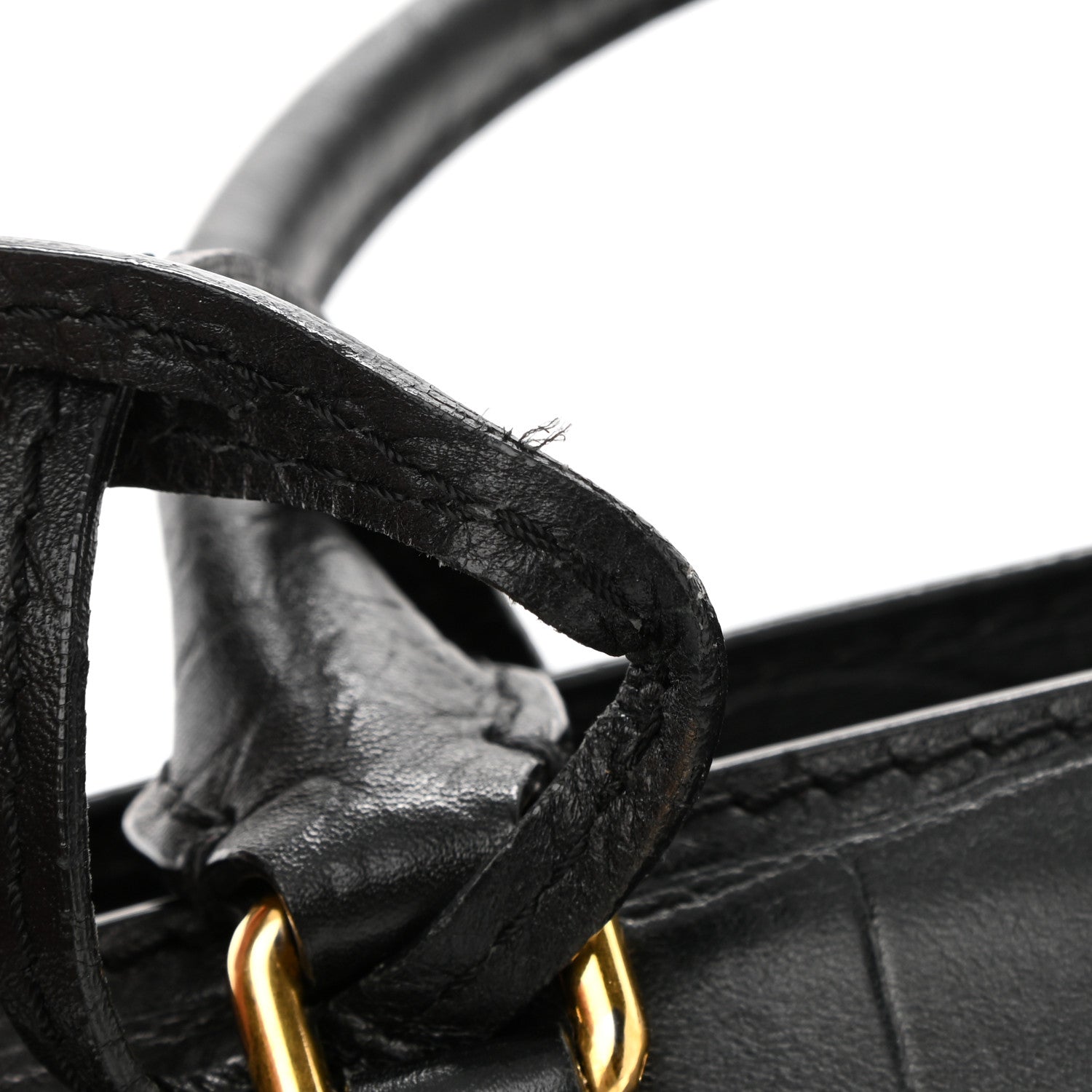 Alexander McQueen Calfskin Crocodile Embossed Small Skull Padlock Zip Around Tote Black 11 of 13
