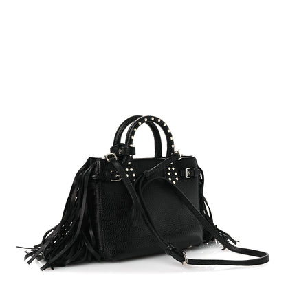 Burberry Grainy Calfskin Studded Fringe Baby Banner Tote Black 3 of 11