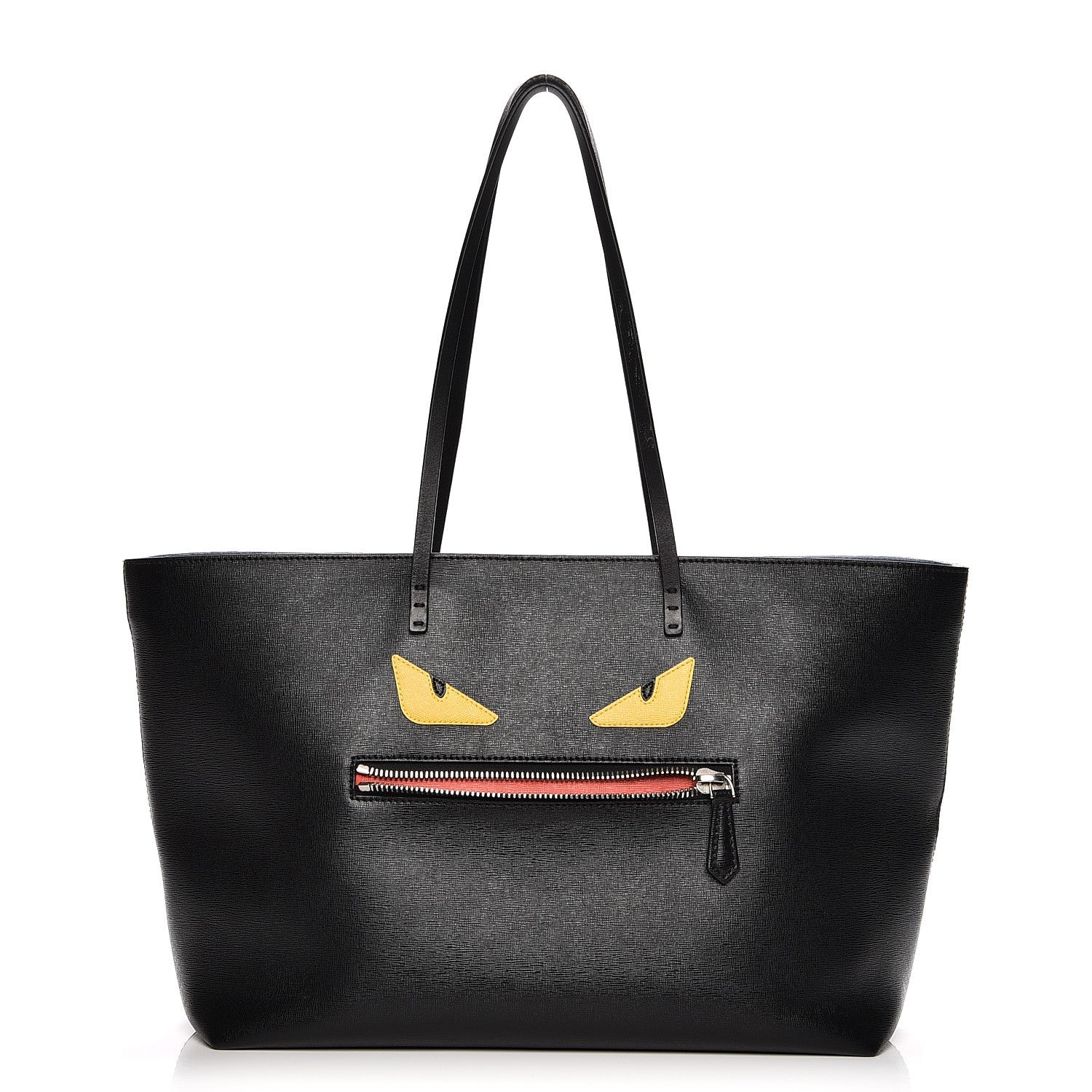 Fendi Vitello Elite Cuoio Monster Buggies Medium Roll Tote Black Multicolor Blue Cobalto 1 of 11