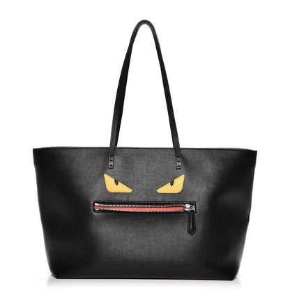 Fendi Vitello Elite Cuoio Monster Buggies Medium Roll Tote Black Multicolor Blue Cobalto 1 of 11