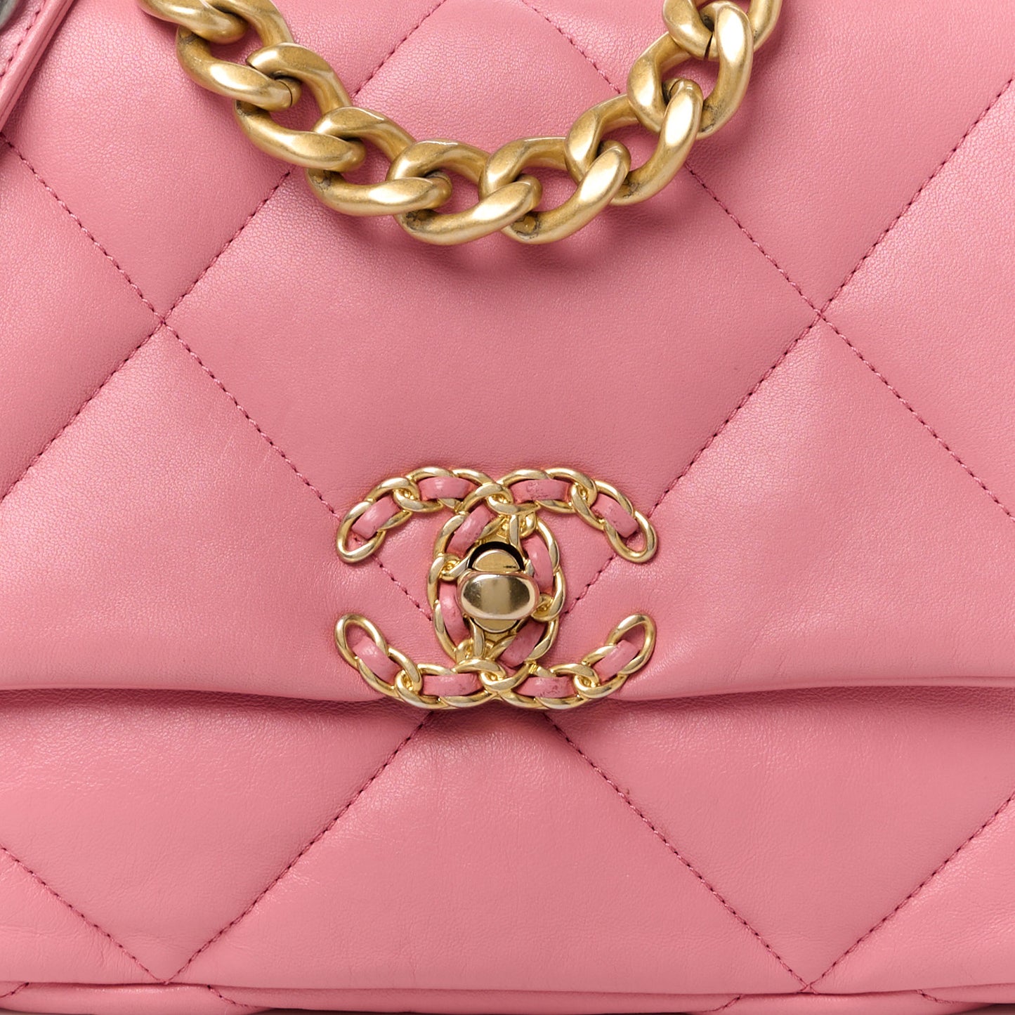 Lambskin Quilted Medium Chanel 19 Flap Dark Pink