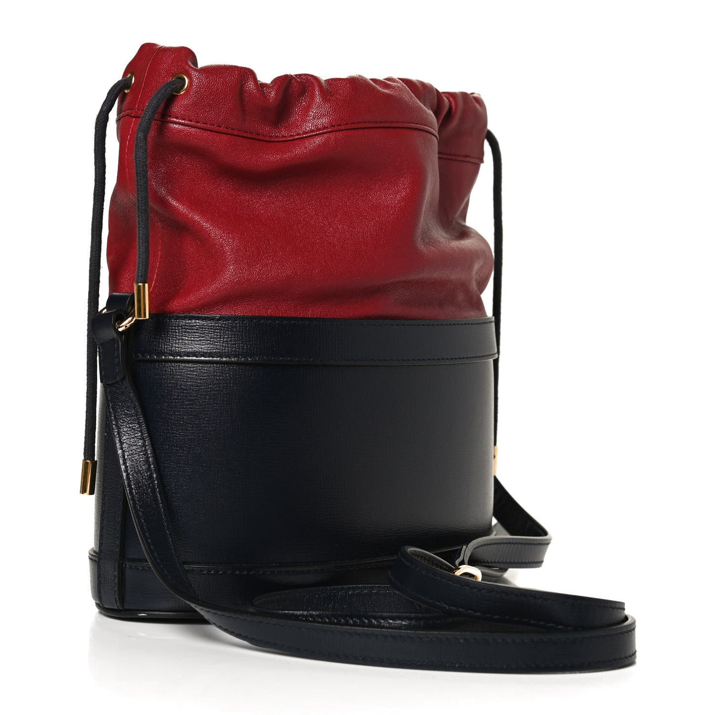 Azalea Sakai Be Green Calfskin Horsebit 1955 Drawstring Bucket Bag Blue New Cherry Red