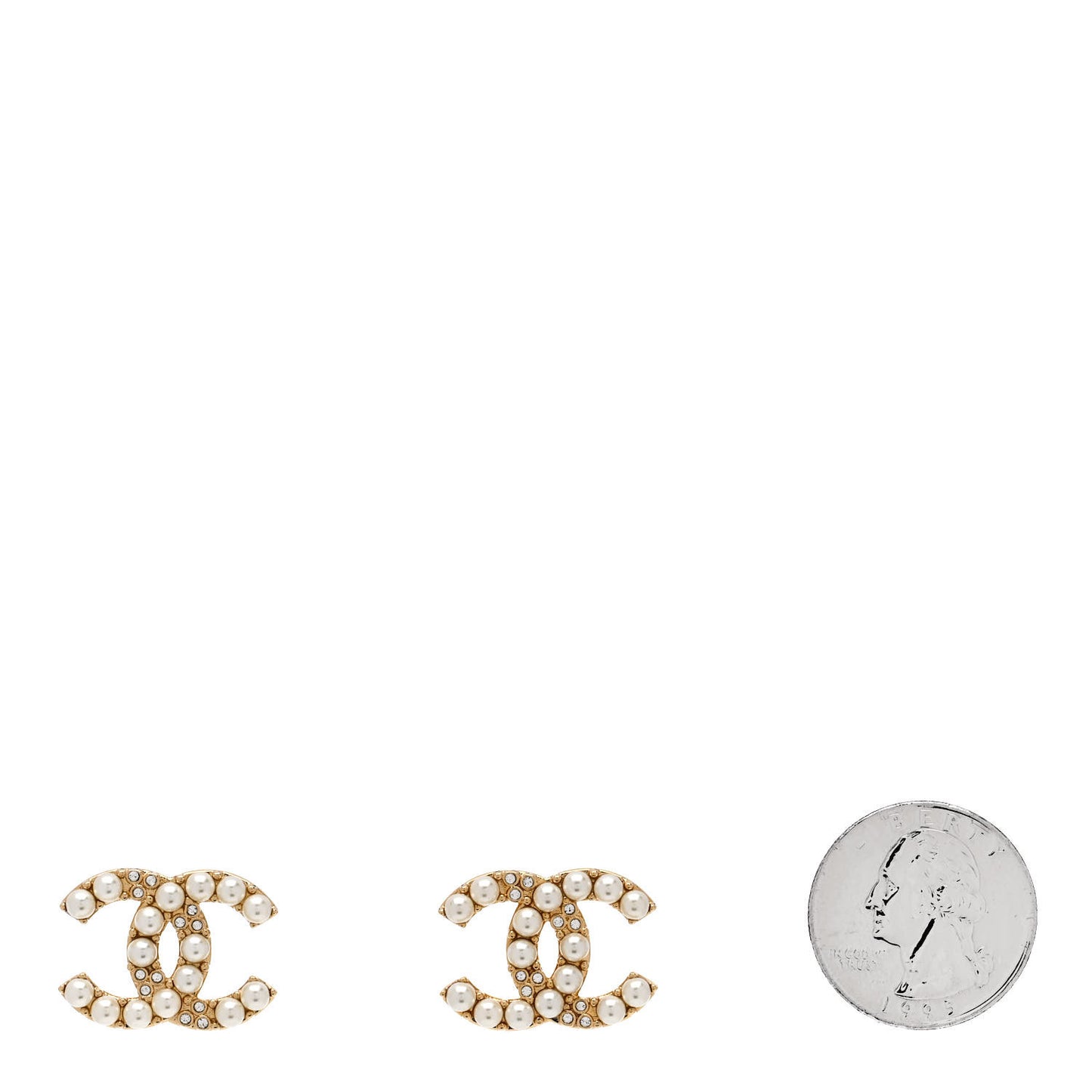 Pearl Crystal CC Earrings Gold