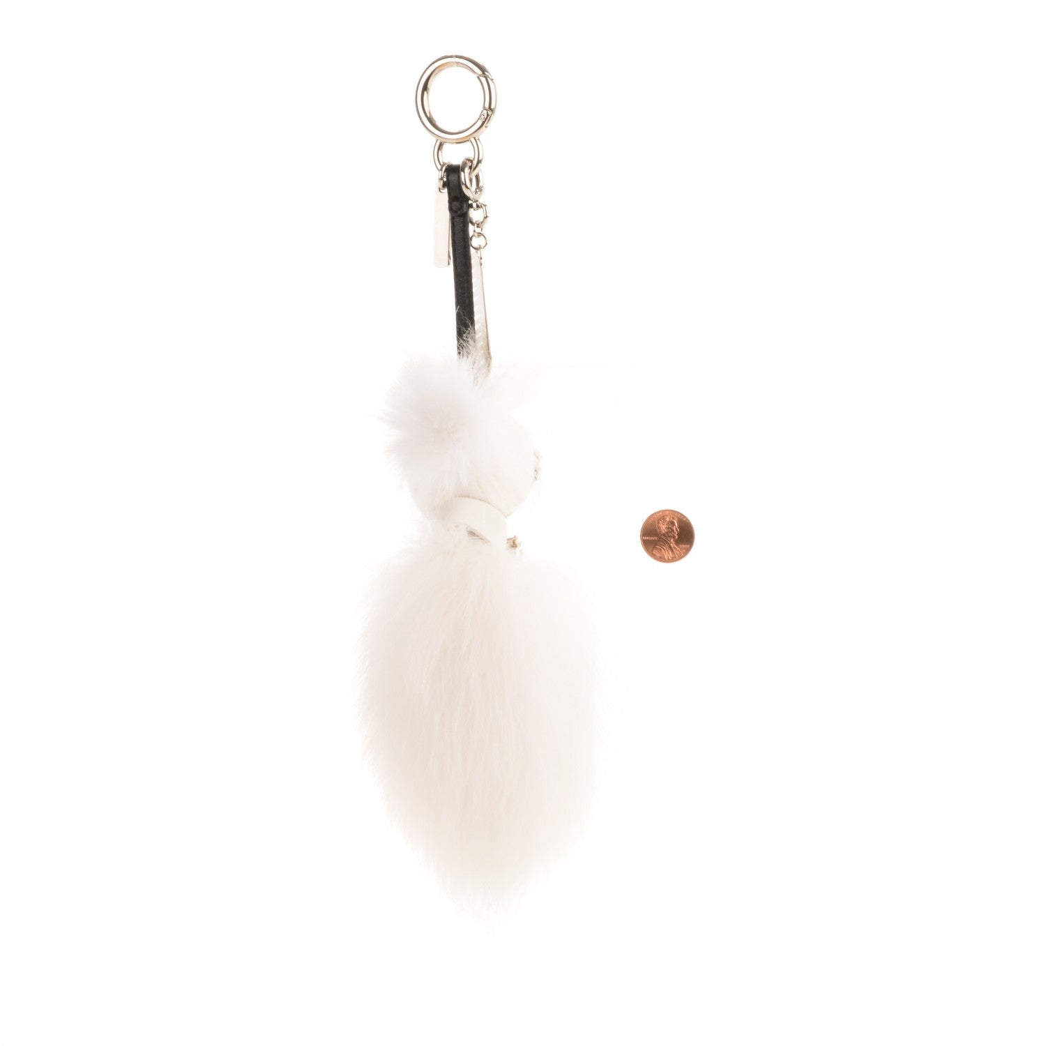Fendi Fox Goat Mink Fur Nappa Crystal Studded Mini Karlito Tuxedo Bag Charm White Multicolor 2 of 5