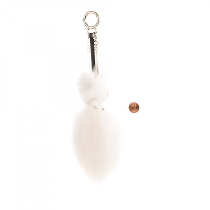Fendi Fox Goat Mink Fur Nappa Crystal Studded Mini Karlito Tuxedo Bag Charm White Multicolor 2 of 5